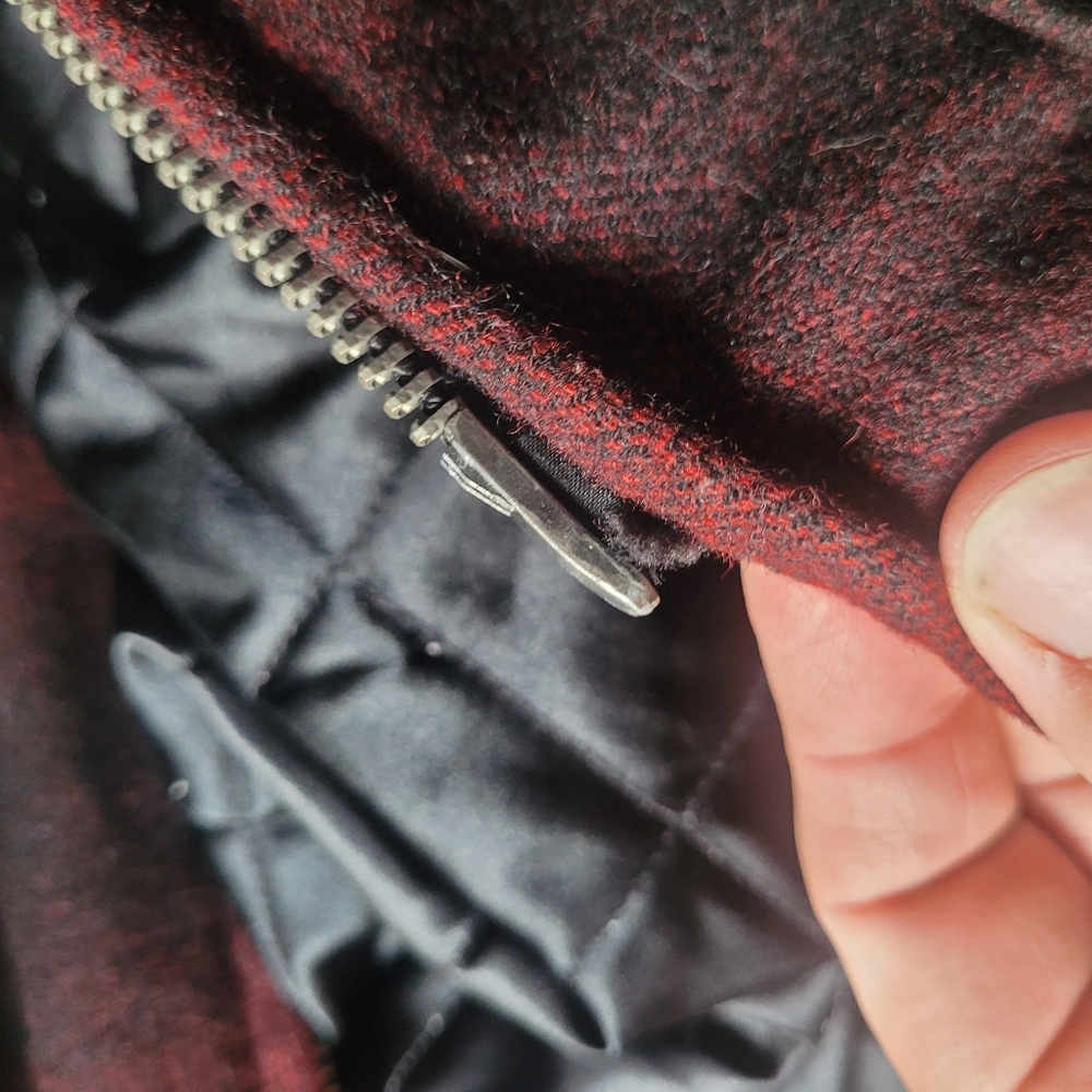 Woolrich Plaid Ombre Red Hunt Style Hooded Wool Blend Coat S - Picture 12 of 12